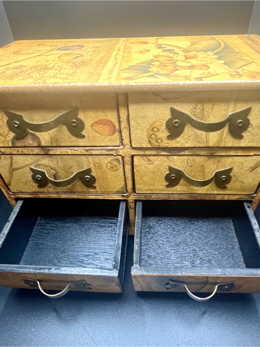 Mikasa Floral 6 Drawer Jewelry Box Wooden Tabletop Storage Chest Cottage Decor - Picture 9 of 13